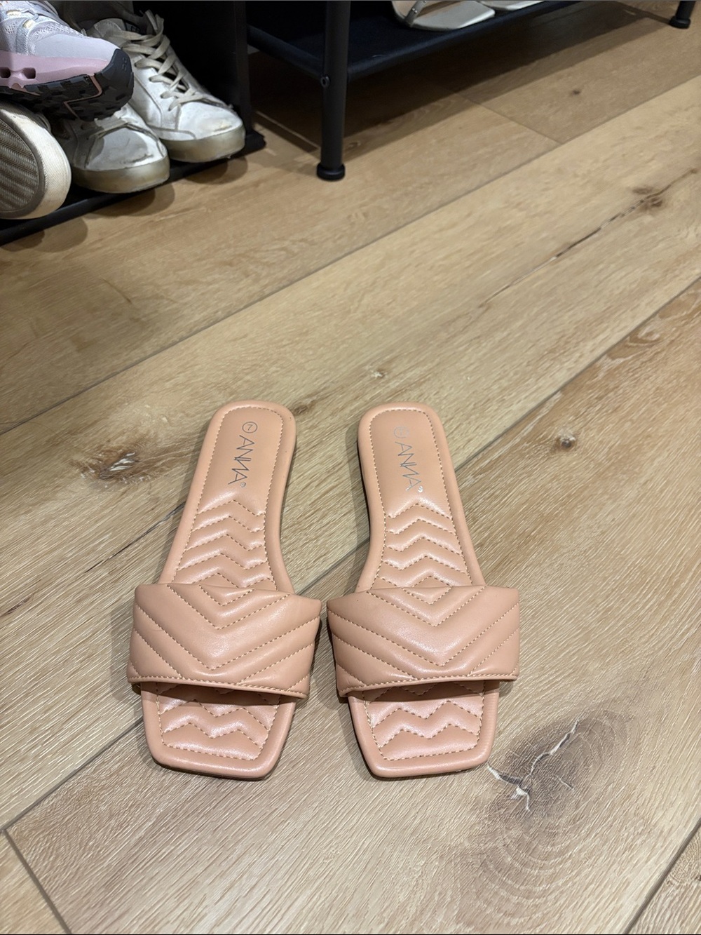 ANNA Quilted Slides in Blush/Nude Size 7